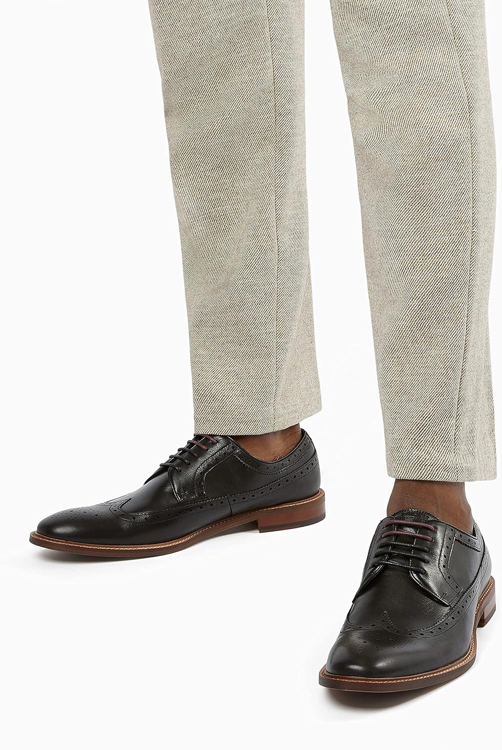Мужские туфли Dune с крыльями (Wingtips) на плоской подошве Dune London, черный — фото 3