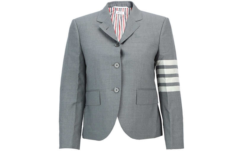 

THOM BROWNE Спортивный пиджак с высоким проймой и полотняным переплетением на четырех планках, Gray