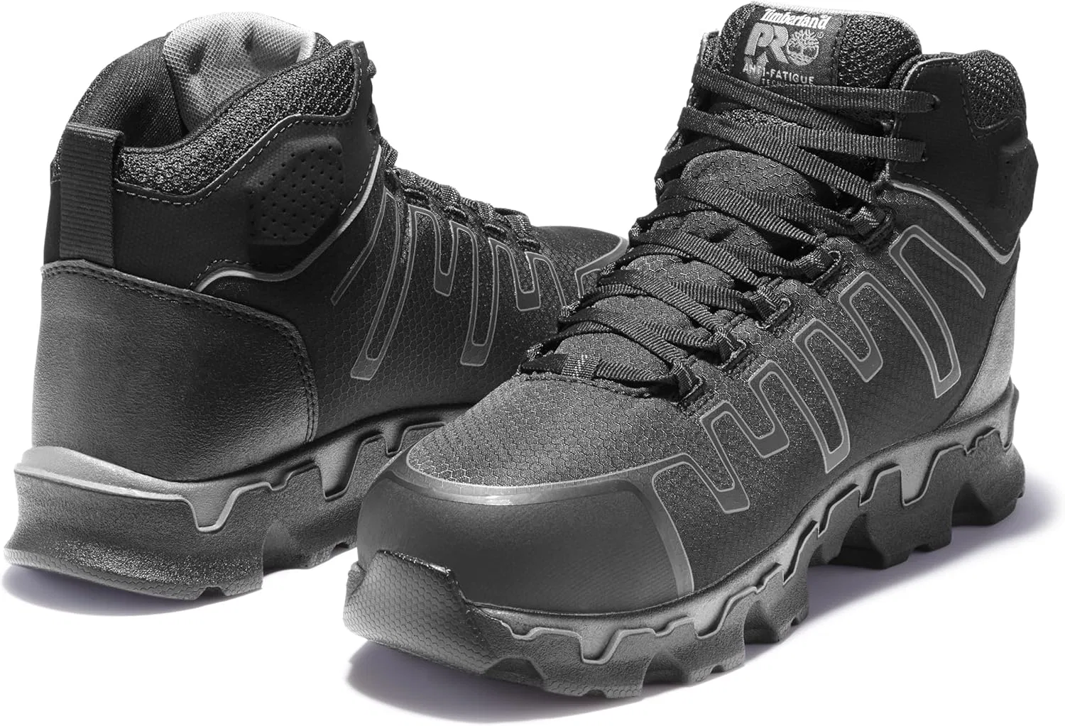 Мужские рабочие ботинки Timberland PRO Powertrain Sport Mid Alloy Safety Toe Electric Hazard для работы и строительства, обеспечивающие защиту от поражения электрическим током, Black Grey — фото 3