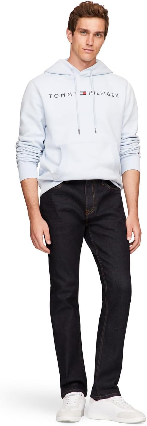 Мужская флисовая толстовка с капюшоном и логотипом Tommy Hilfiger с длинным рукавом, Breezy Blue — фото 3