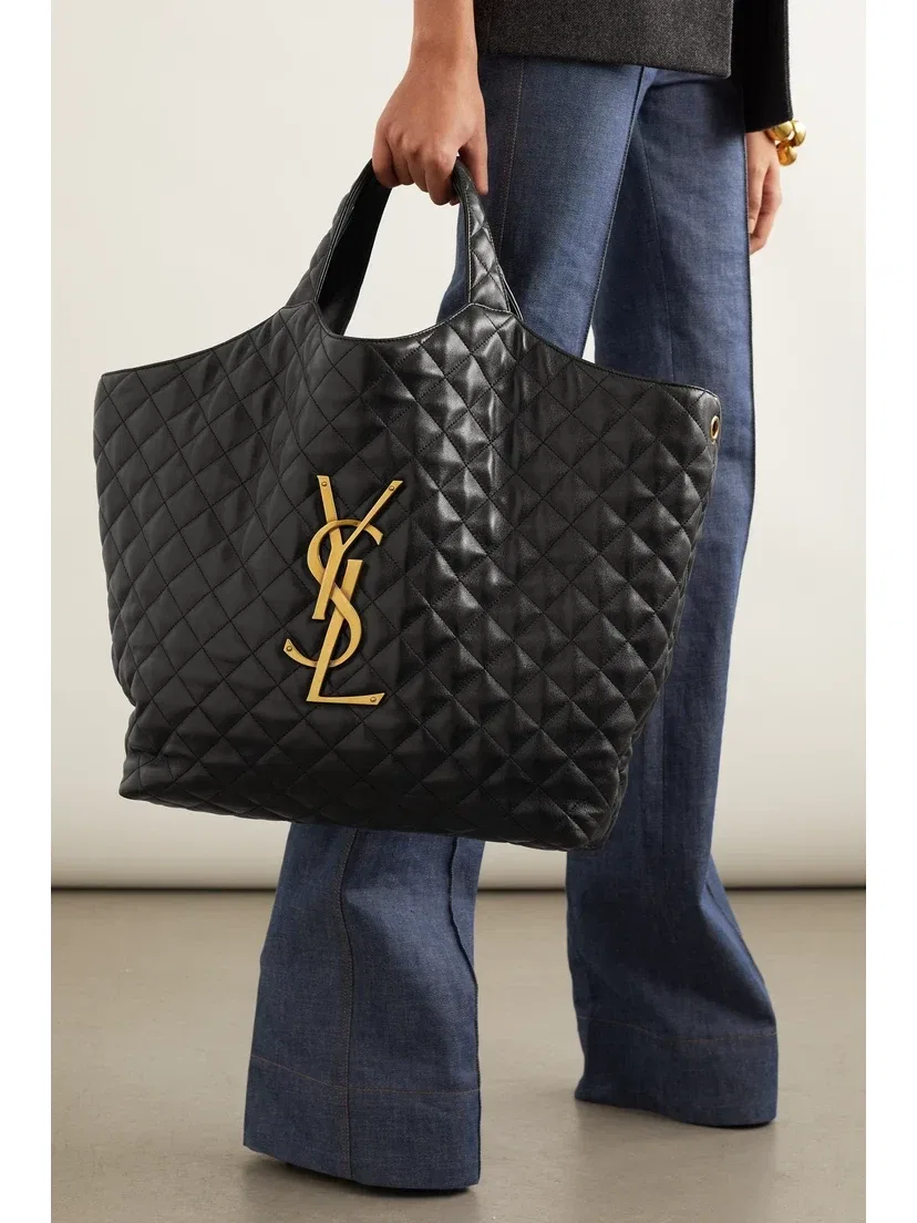 Сумка-тоут «Икар макси» из простеганной кожи SAINT LAURENT, черный — фото 2