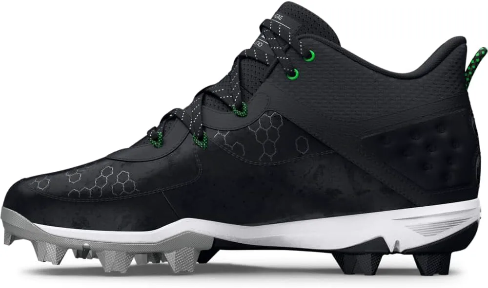 Мужские бейсбольные кроссовки Under Armour Harper 8 Mid Rm, черный/металлик серебристый — фото 3