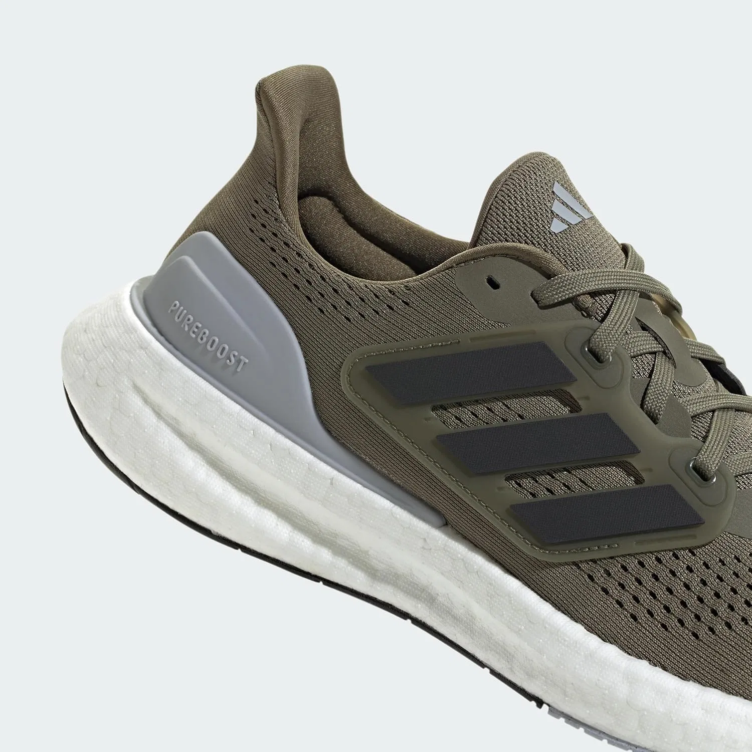 Мужские кроссовки Adidas Pureboost 23 для бега, Olive Strata Core Black Halo Silver — фото 4