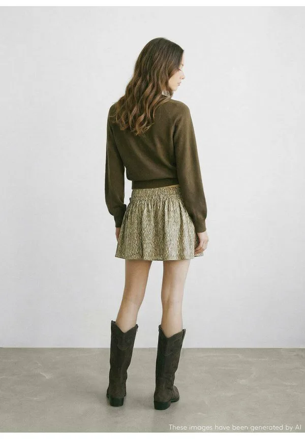 Подростковая юбка а-силуэта Mango Kids, Khaki — фото 3