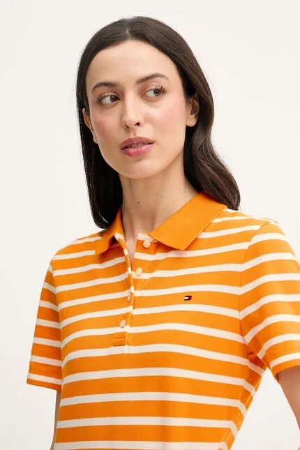 Поло женское с коротким рукавом Tommy Hilfiger, оранжевый — фото 4