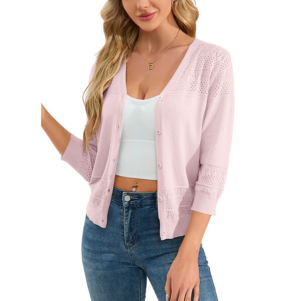 

Женский укороченный кардиган с пуговицами и v-образным вырезом Maxxis Merch, Light Pink