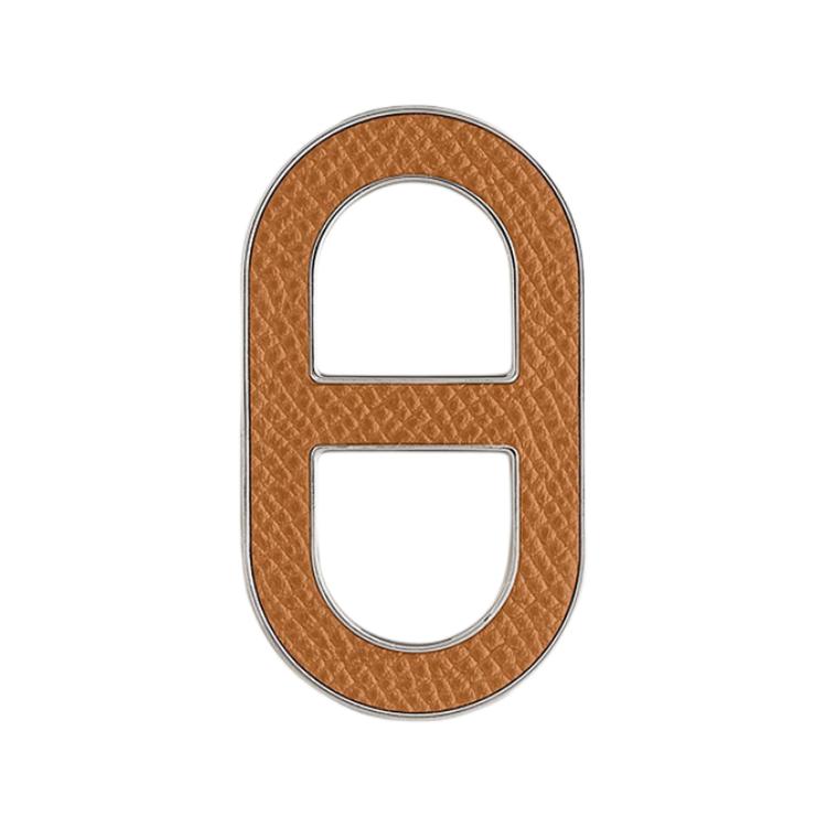 

HERMES Брошь Original Design Chaine D'Ancre с палладиевым покрытием, из телячьей кожи и металла, женская, желтая