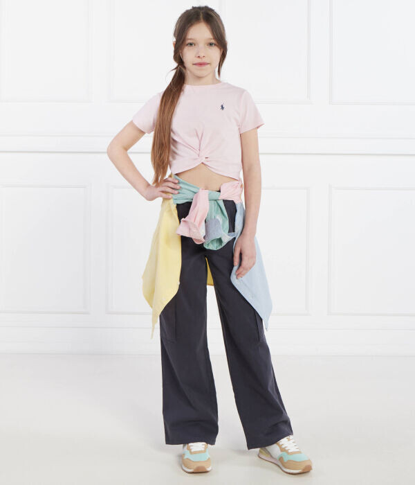 Футболка детская Polo Ralph Lauren короткая с логотипом, розовый — фото 2