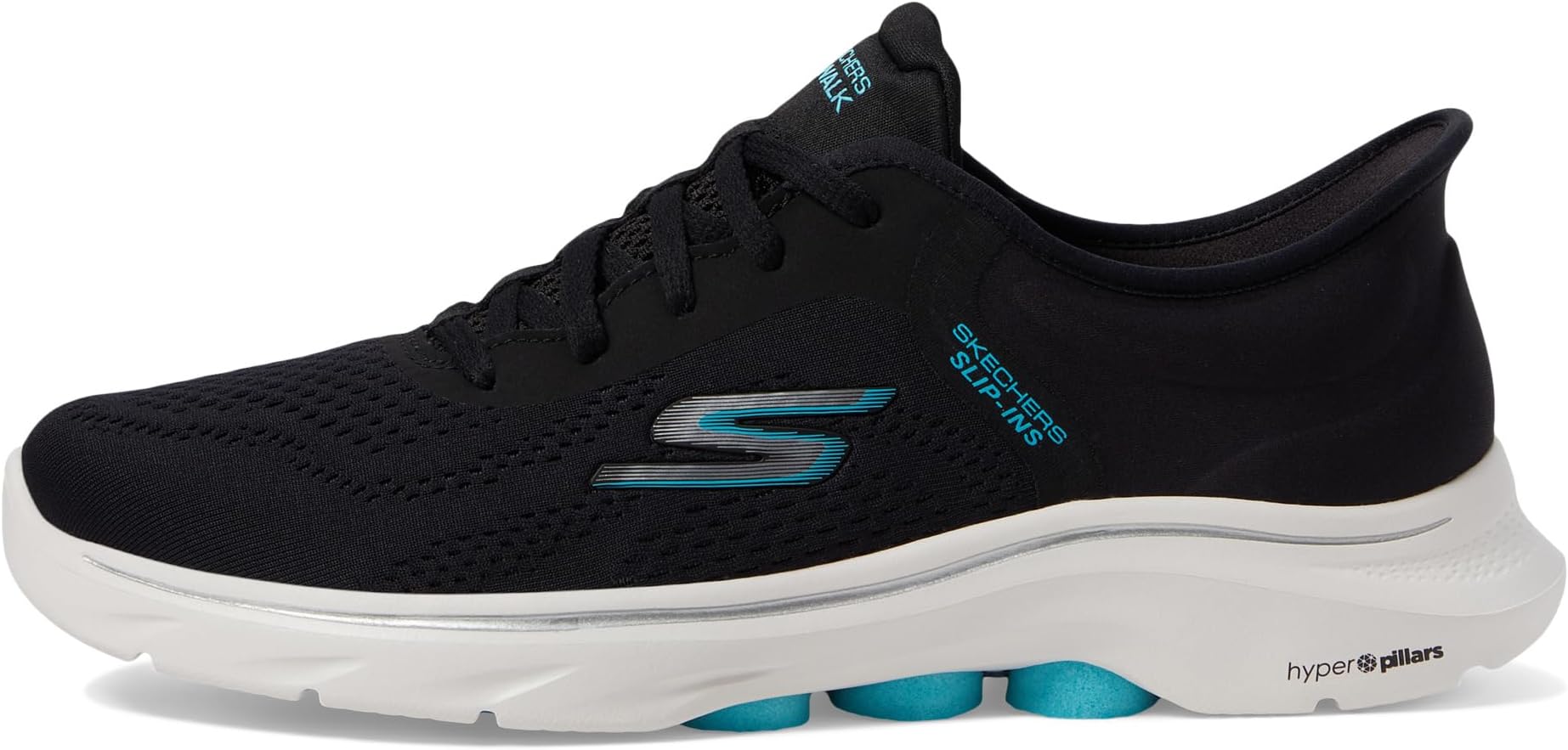 Кроссовки SKECHERS Performance Go Walk 7 Valin Hands Free Slip-Ins, цвет Black/Aqua — фото 4