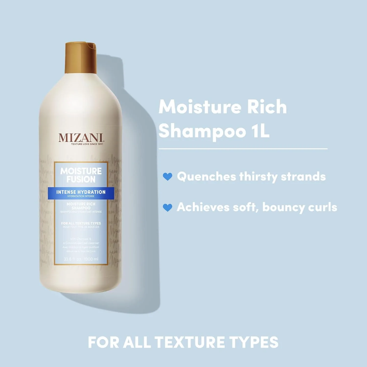 Увлажняющий шампунь Mizani Moisture Fusion - мягко очищает и кондиционирует волосы, содержит аргановое масло, подходит для сухих волос. 1000 мл (.) — фото 2