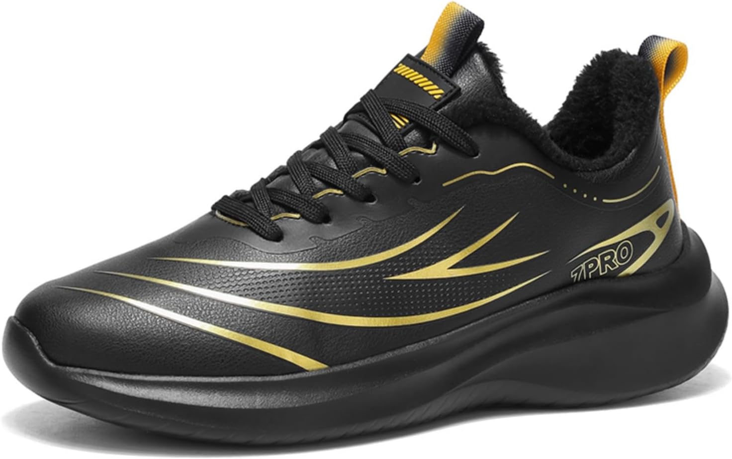 

Мужские зимние снежные кроссовки, утепленные плюшем теплые ботинки до щиколотки с системой быстрого шнурования, противоскользящая обувь для холодной погоды Khwfjas, черный