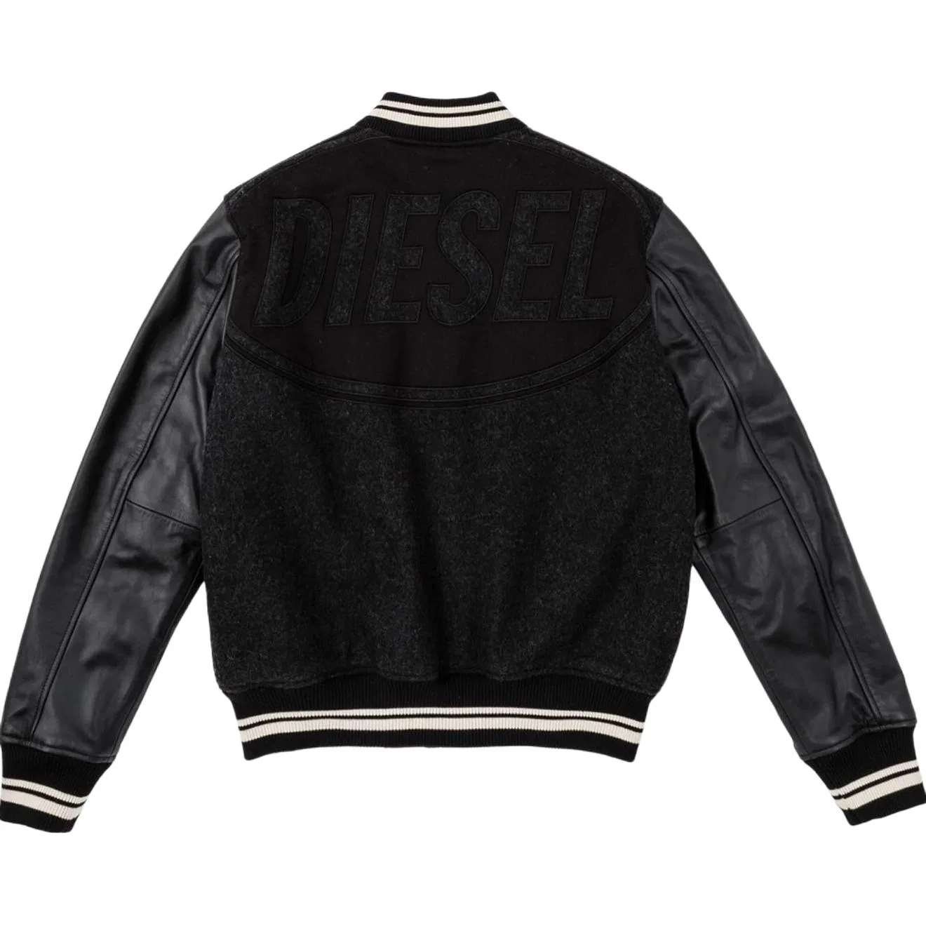 Куртка кожаная мужская black с бейсбольным воротником DIESEL — фото 3
