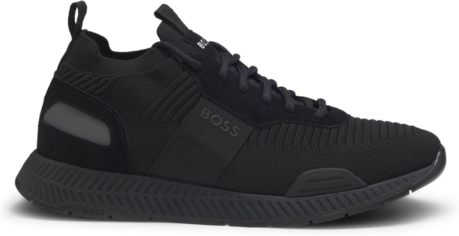 Кроссовки BOSS Mens Titanium Runn TTNM EVO с замшевой отделкой в стиле носка, размер, черный