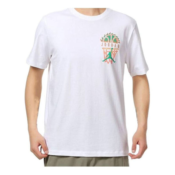 

Футболка Air Jordan DNA Logo Geometry Pattern Printing Round Neck Short Sleeve White, белый