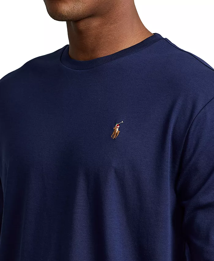 Мужская классическая футболка из мягкого хлопка с круглым вырезом Polo Ralph Lauren, синий — фото 3