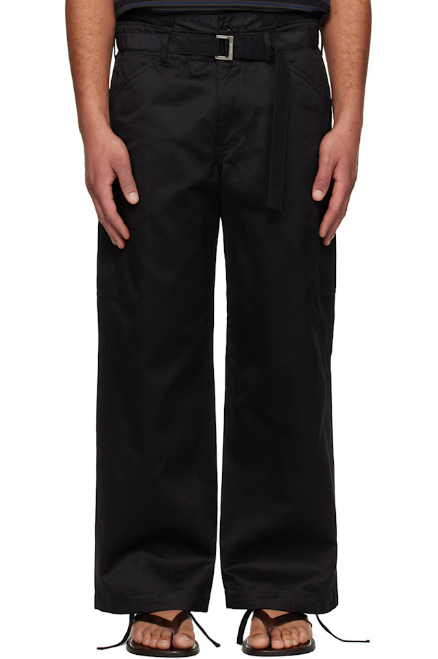 

Хлопковые брюки чинос и брюки-карго из нейлоновой саржи Sacai, черный