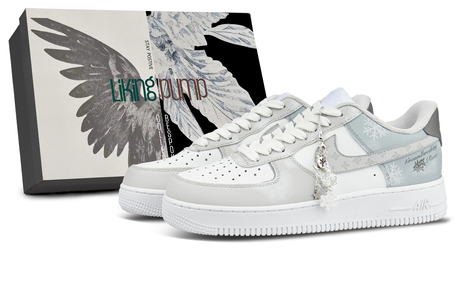 

Nike Женские кожаные низкие скейтбордистские кроссовки Air Force Leather Fresh, сине-белые