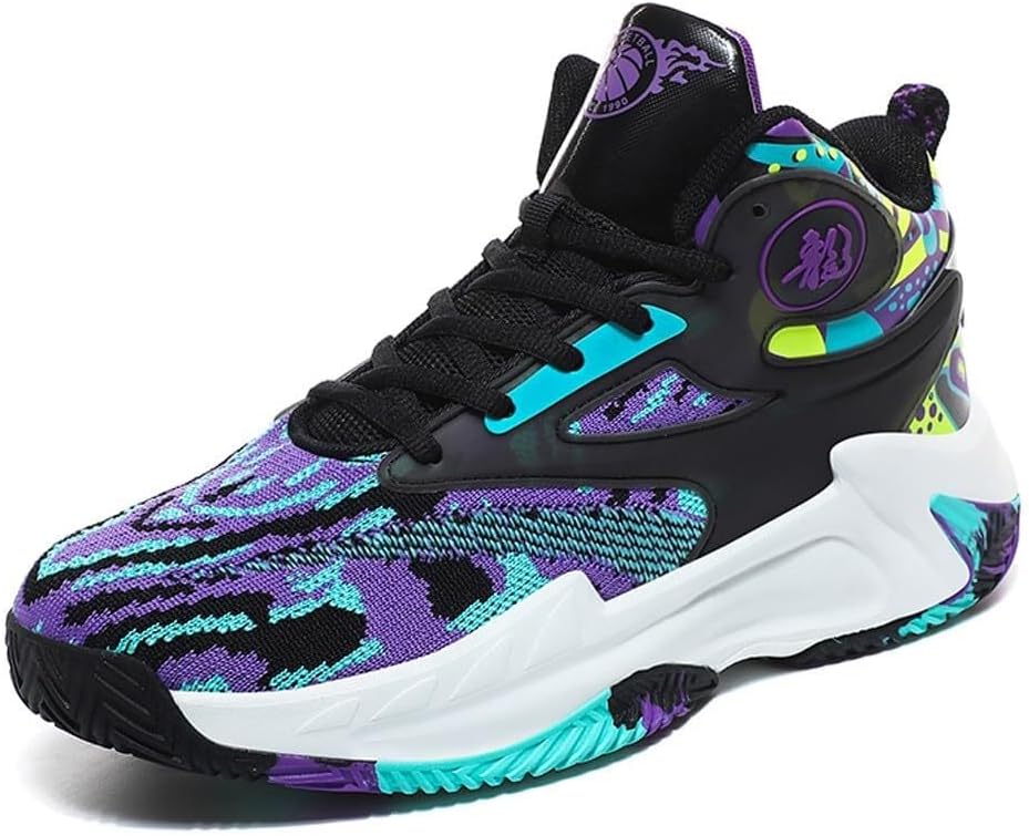 

Унисекс баскетбольные кроссовки высокие, легкие, износостойкие, дышащие, для бега и ходьбы на открытом воздухе Generic, белый/фиолетовый