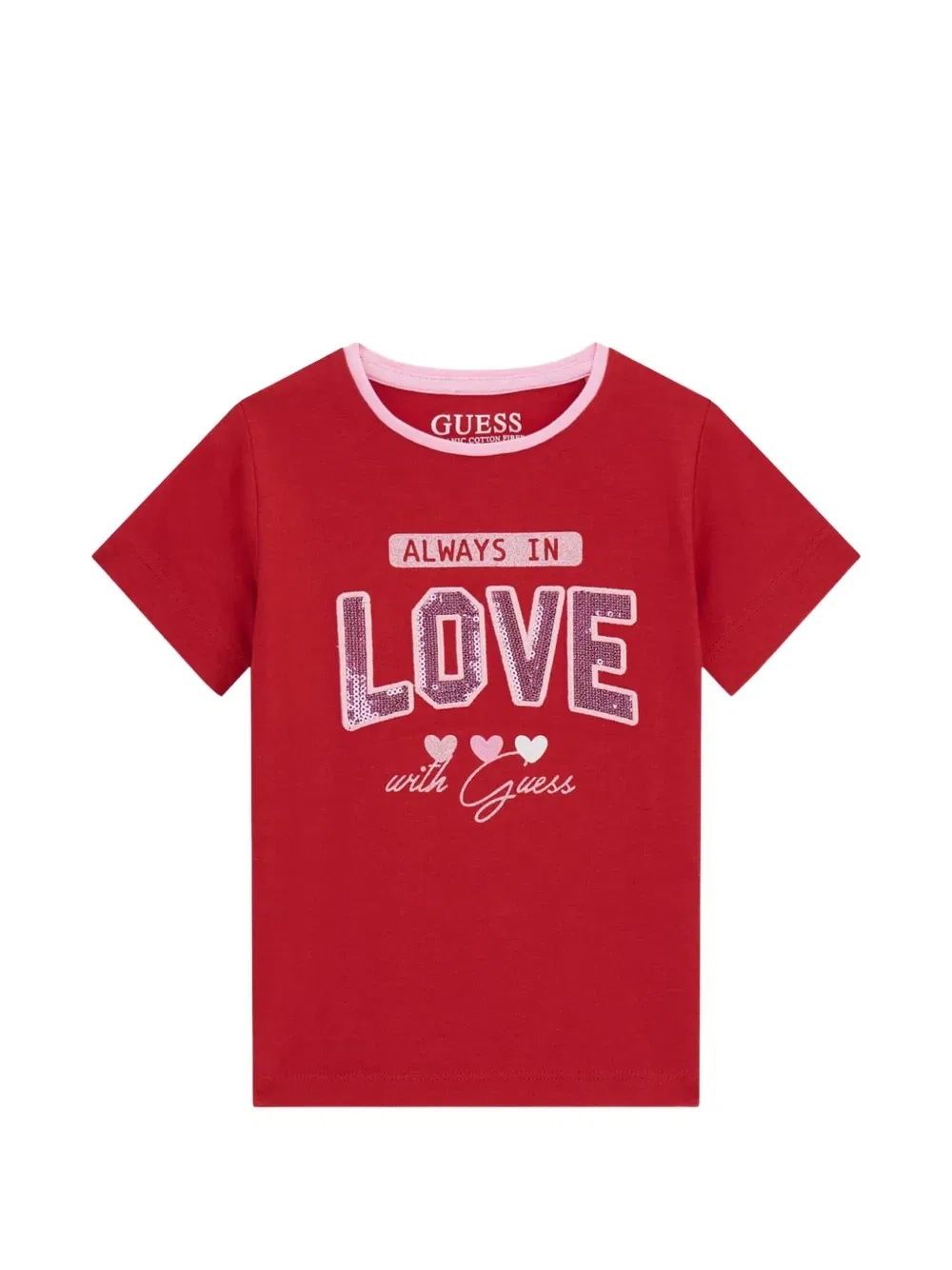 Футболка с логотипом, украшенная пайетками Guess Kids, красный