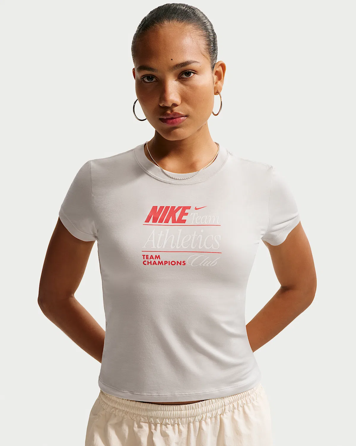 Женская укороченная футболка Nike Sportswear Chill Knit Slim Mod-Cropped, Light Bone