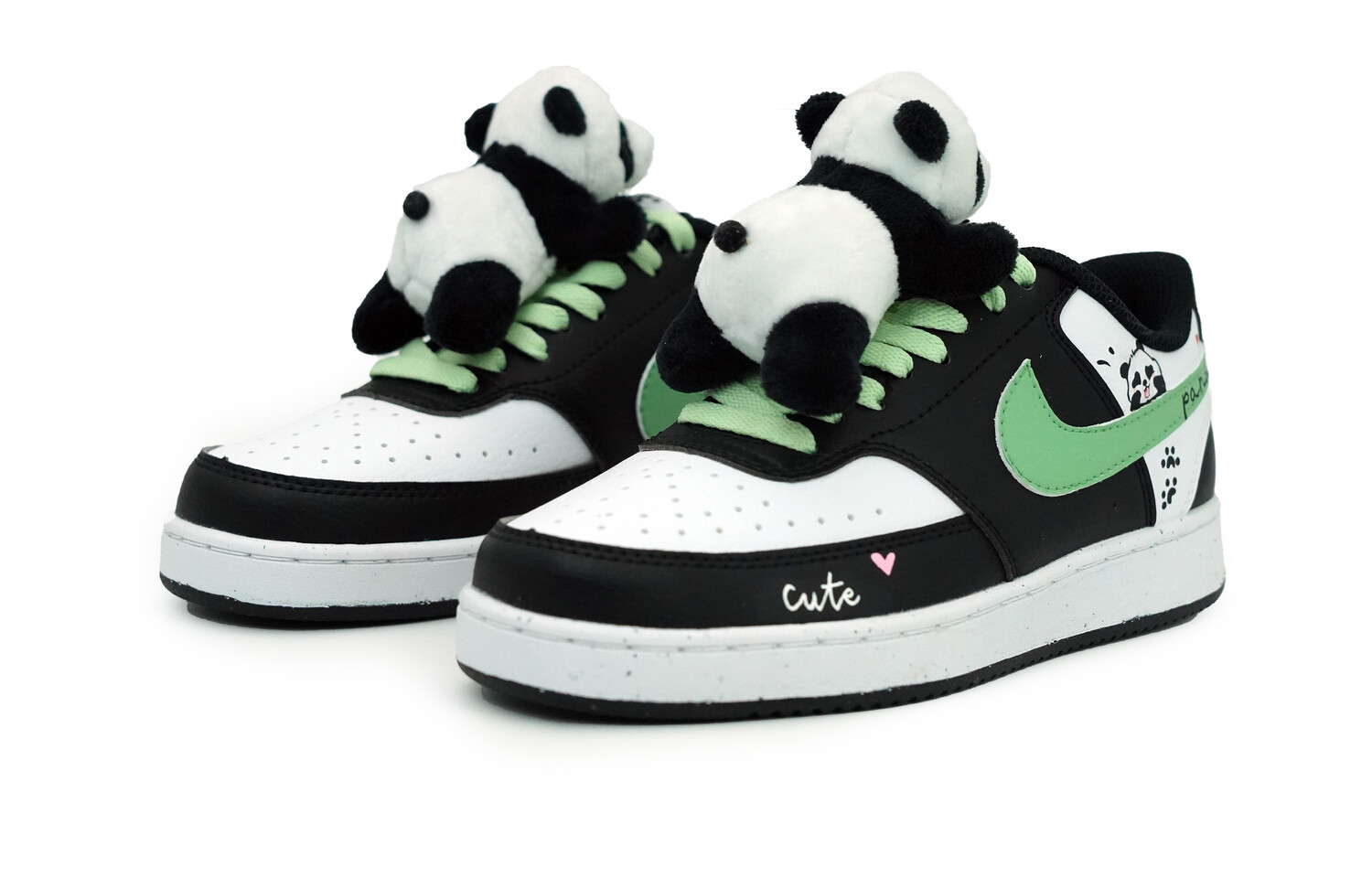 Кроссовки Nike Court Vision Skateboarding Shoes Unisex Low-top Black/white/green, цвет Panda Story — фото 2