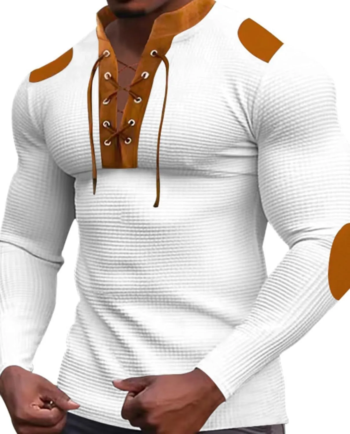 

Мужская футболка Henley с длинным рукавом и шнуровкой, M-3XL RTRDE