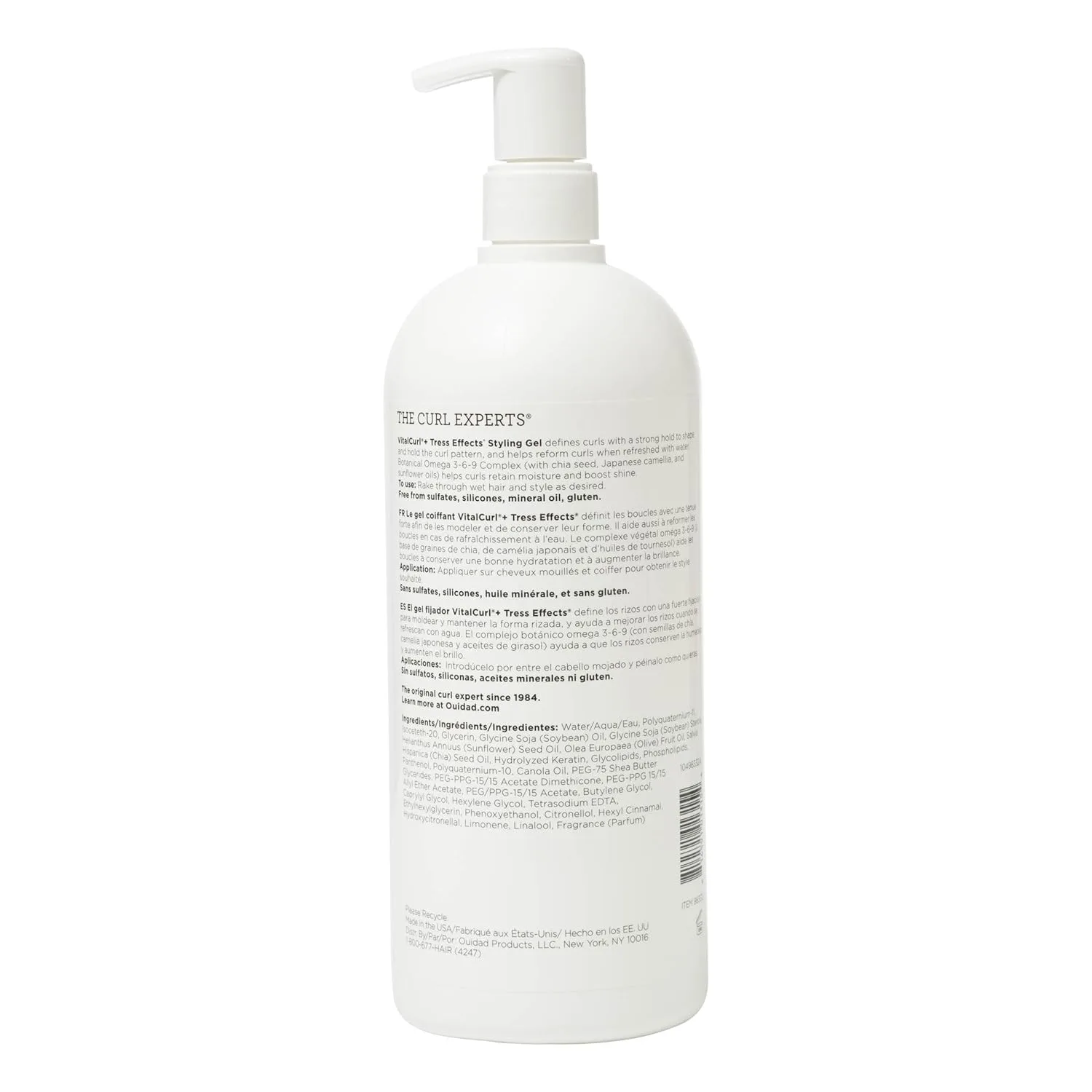 Ouidad VitalCurl+ Tress Effects гель для укладки спиральных локонов - стойкая фиксация, обновление водой, увлажнение, эластичность и объем, без сульфатов и минерального масла 958.23 г (1 шт.) — фото 2