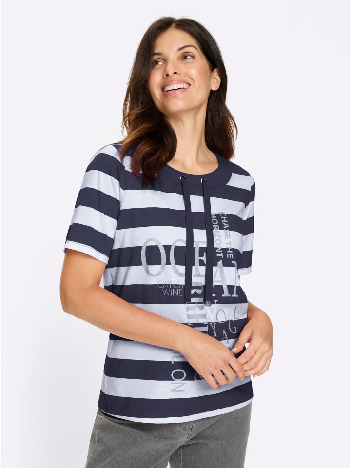 

Рубашка с короткими рукавами в темно-синюю и белую полоску Sieh an!