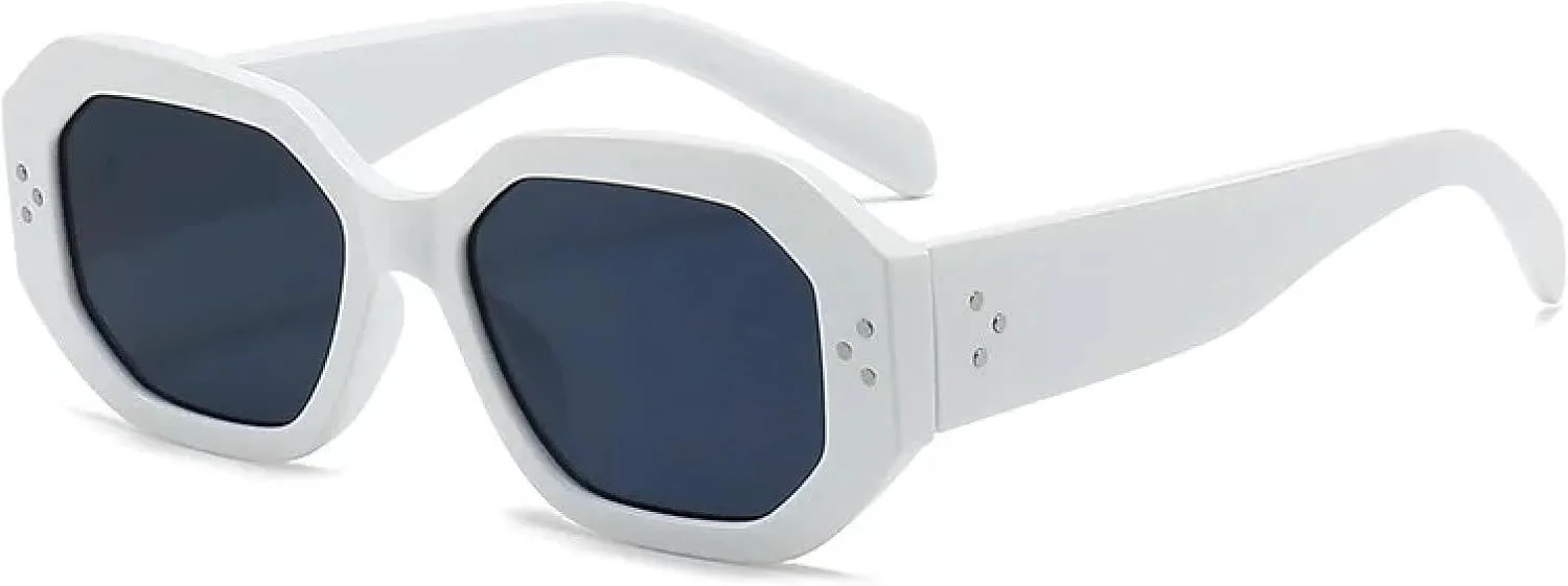 

Солнцезащитные очки с защитой UV400 | Маленькая оправа Rivet, цветные линзы | для женщин и мужчин, для занятий спортом на открытом воздухе и вождения DSVIGF, White