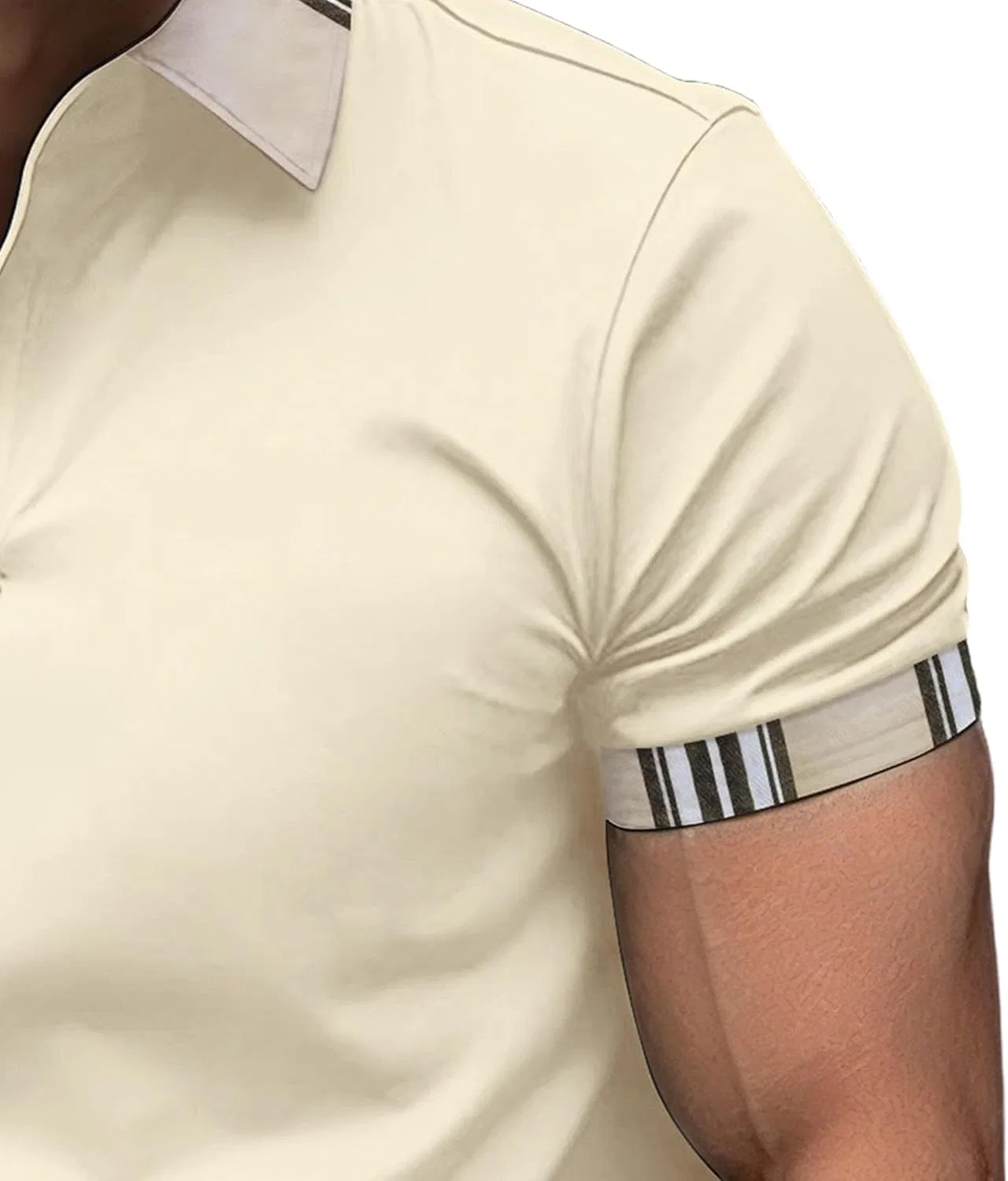 Мужское поло Slim Fit с контрастной отделкой, Khaki — фото 4