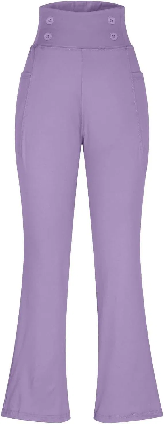 Утепленные лосины с флисовой подкладкой Women Thermal Flare Yoga Pants Bootcut с высокой талией, утолщенные брюки Bell Bottom для тренировок в спортзале Generic, фиолетовый — фото 2