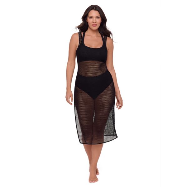 

Женское макси-платье крючком с разрезом сбоку S3 Swim, цвет onyx