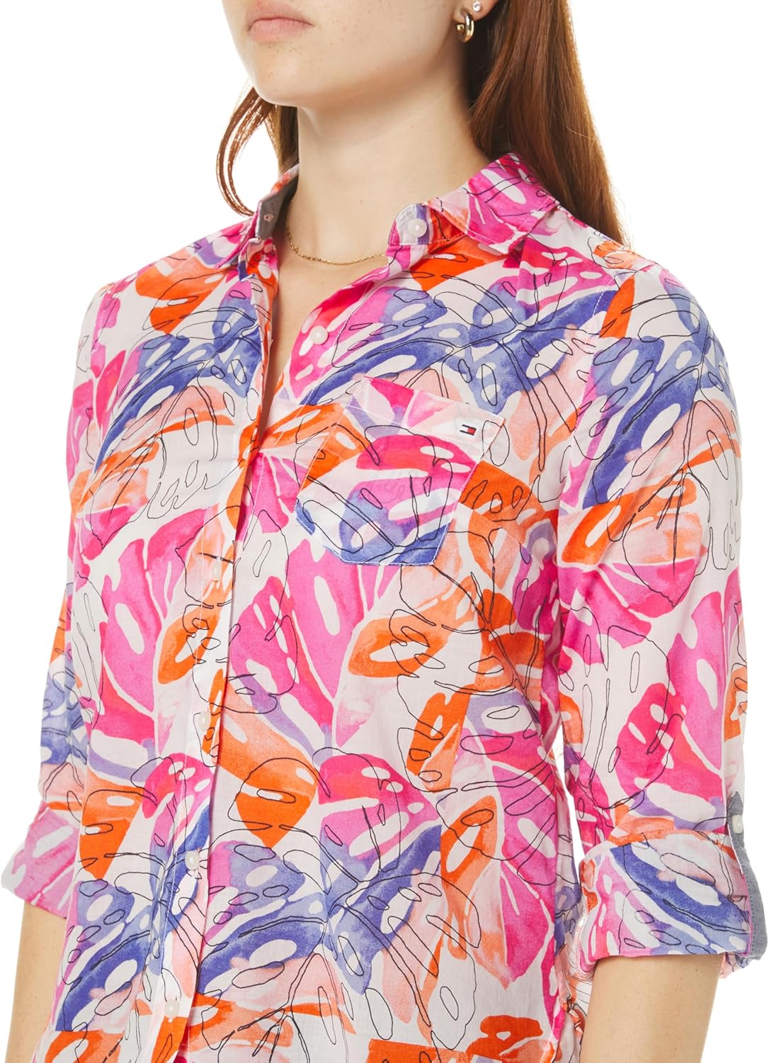 Классическое женское поло с коротким рукавом Tommy Hilfiger, Bright White Multi — фото 3