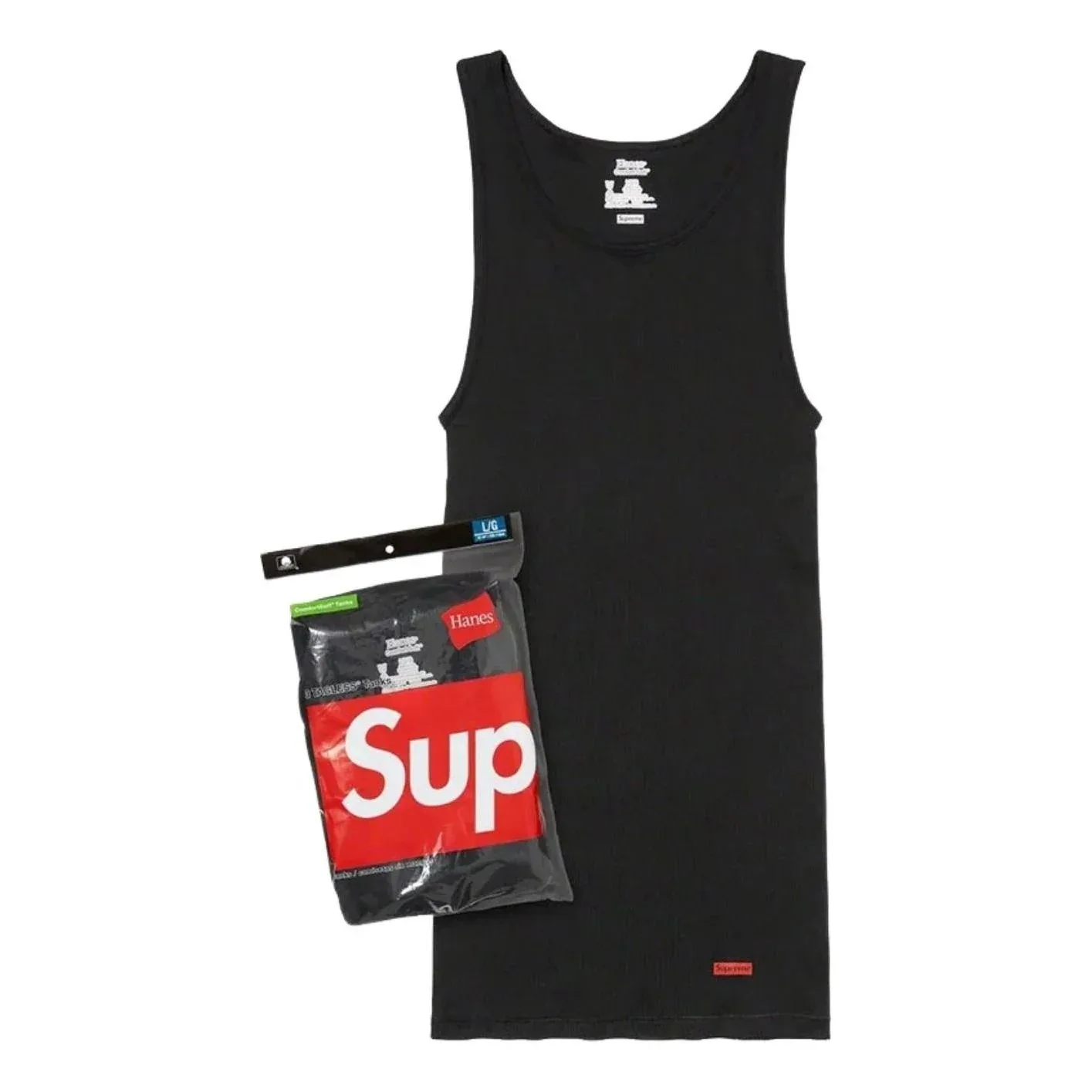 Футболки-майки Supreme x Hanes SS26 без этикеток (3 шт.), цвет «черный»