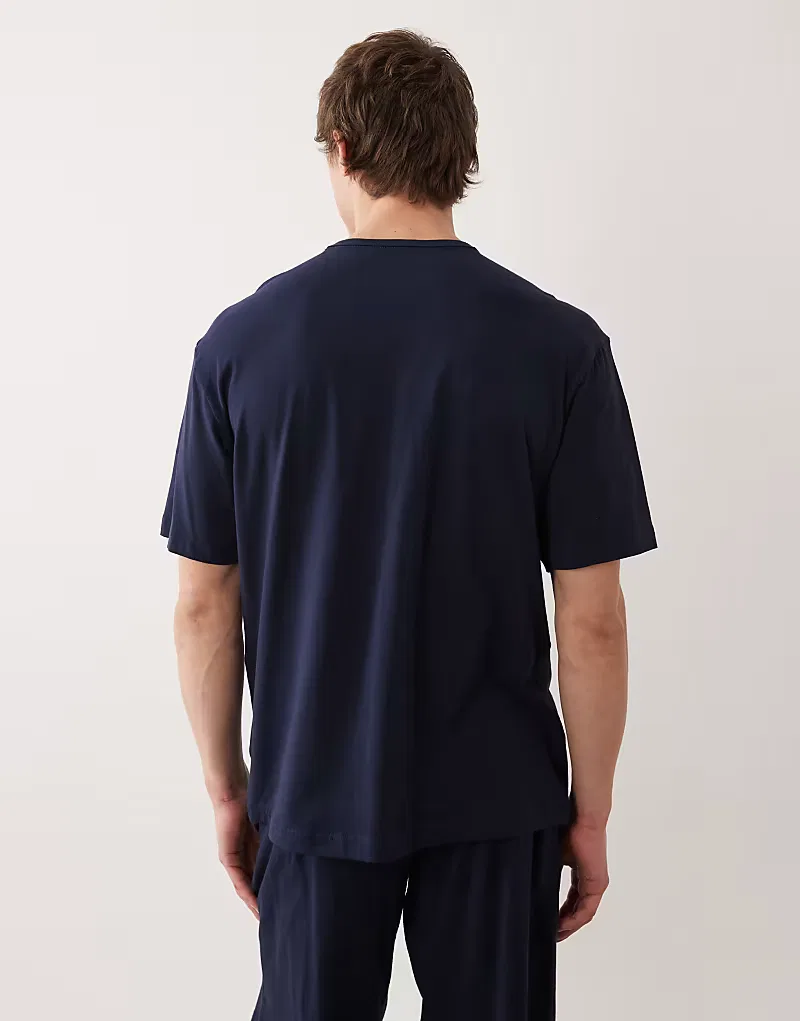 Комплект домашней одежды Calvin Klein Icon Cotton Stretch с монограммой, темно-синий — фото 3