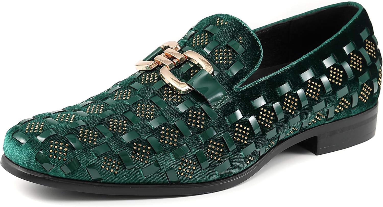 

Мужские туфли Amali Barnes с блестками, украшенные глиттером, лоферы-слипы для смокинга - оригинальные мужские туфли для торжеств, большие в размере - выбирайте на полразмера меньше, зеленый