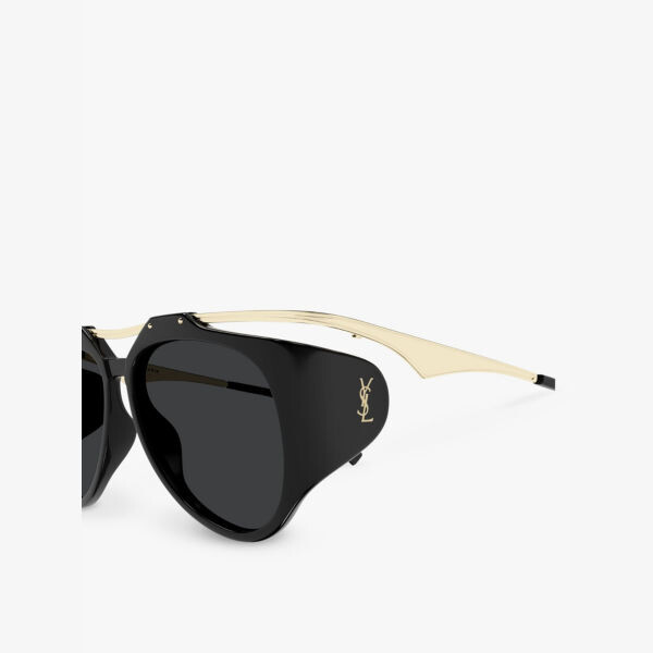 Солнцезащитные очки-пилоты SLM137 Amelia в оправе из ацетата и металла Saint Laurent, черный — фото 2