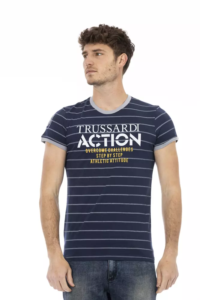 

Синяя хлопковая мужская футболка Trussardi