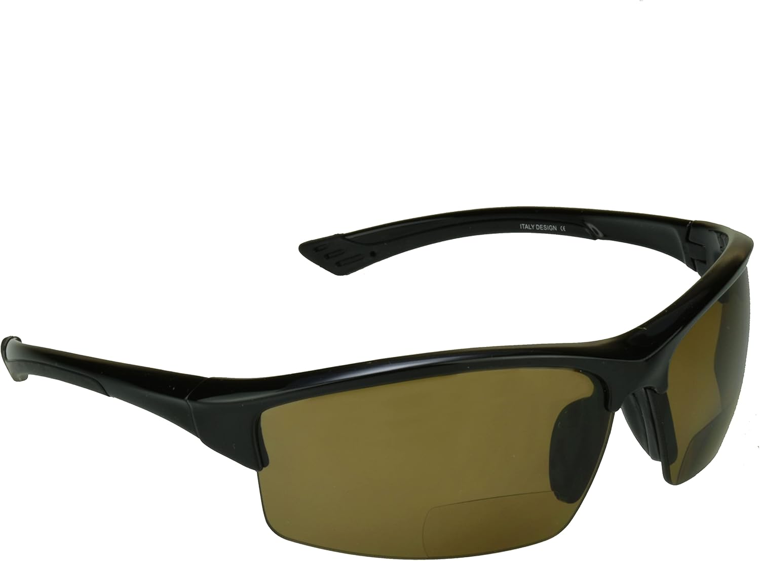 

proSPORT Бифокальные солнцезащитные очки для чтения, спортивные, темные, для гольфа, велоспорта, вождения, тенниса, с полуободковой оправой, для мужчин и женщин, Black With Brown