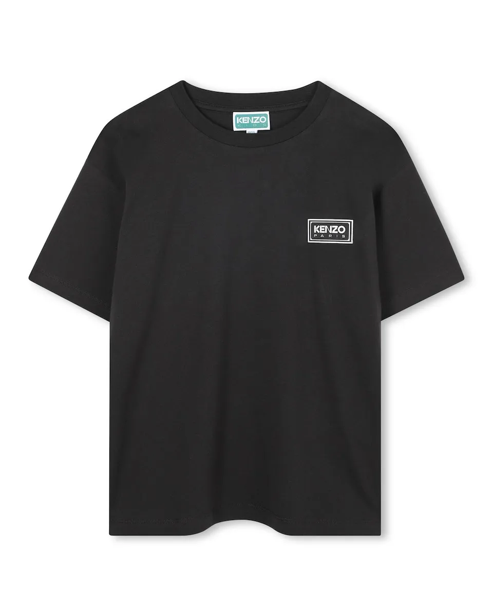 

Детская футболка черного цвета из хлопка Kenzo Kids