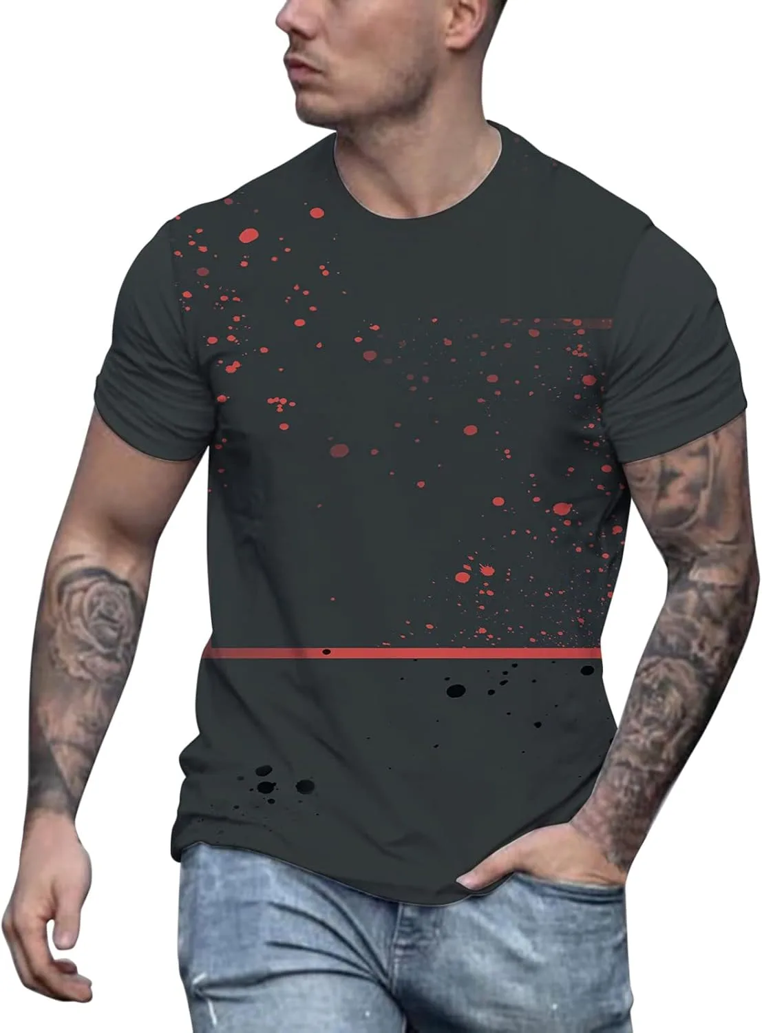 Мужская футболка с принтом, Crew Neck, короткий рукав