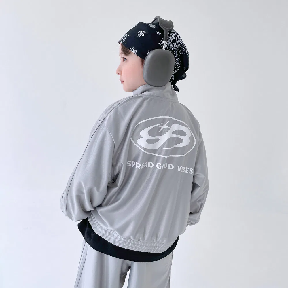 Детский спортивный костюм Steel graphite top and bottom set BERRYCLOSET серебристый