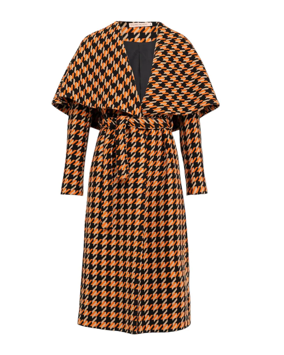 

Женское миди-пальто из ткани в клетку пье-де-пуль с накидкой Dolores Promesas, мультиколор