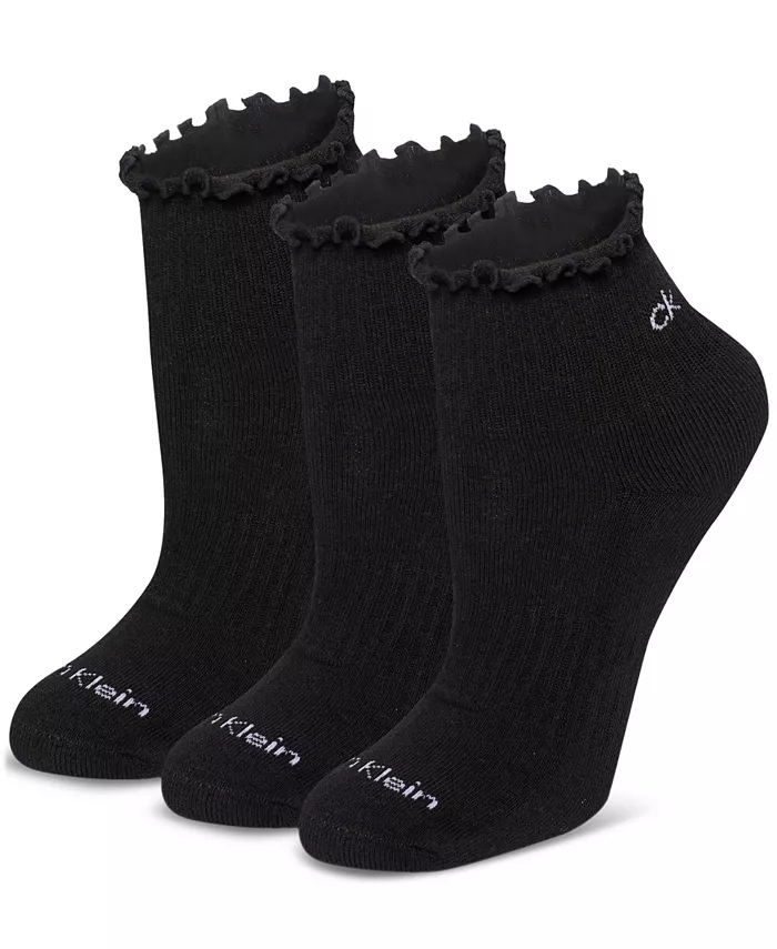 

Женские носки с рюшами, 3 пары, спортивные Calvin Klein, черный