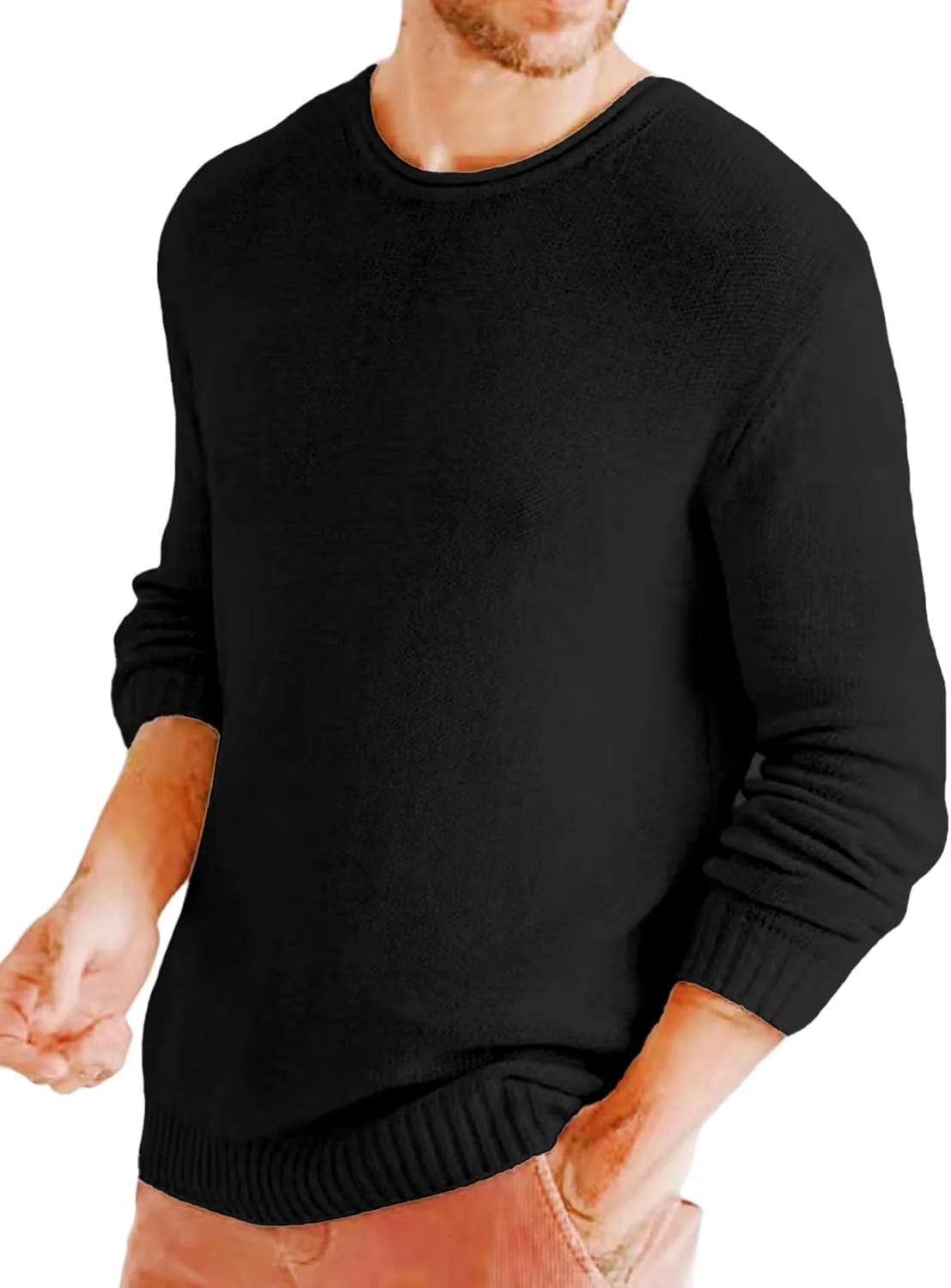 

Мужской повседневный свитер-пуловер с круглым вырезом, облегающий, дышащий COOLOYA