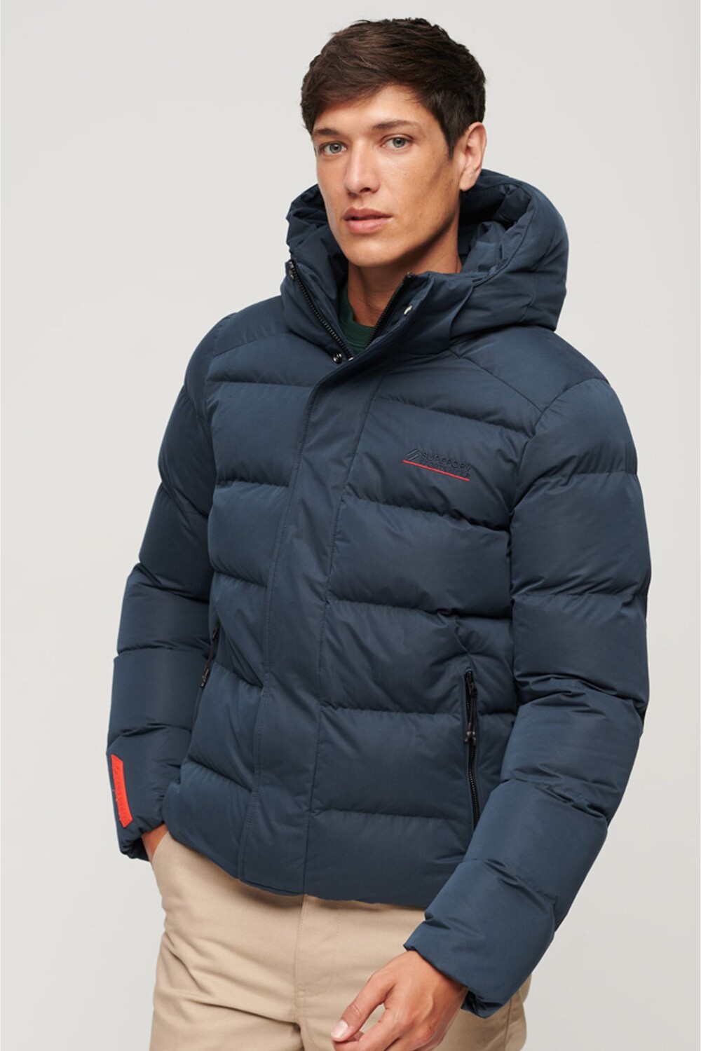 

Спортивный пуховик с капюшоном из микрофибры Superdry, синий