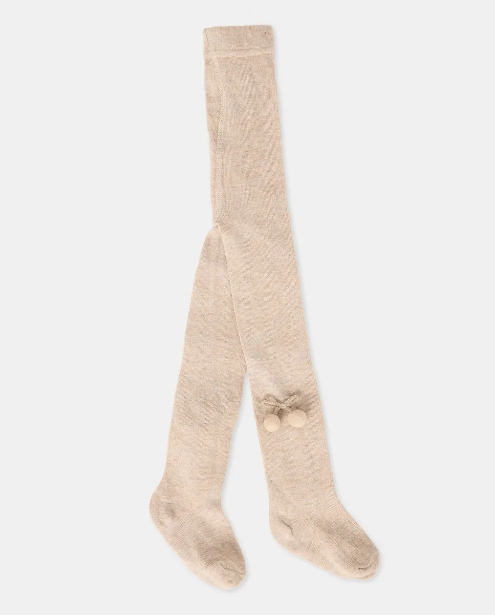 

Колготки с помпонами для малышки Cotton Juice, бежевый