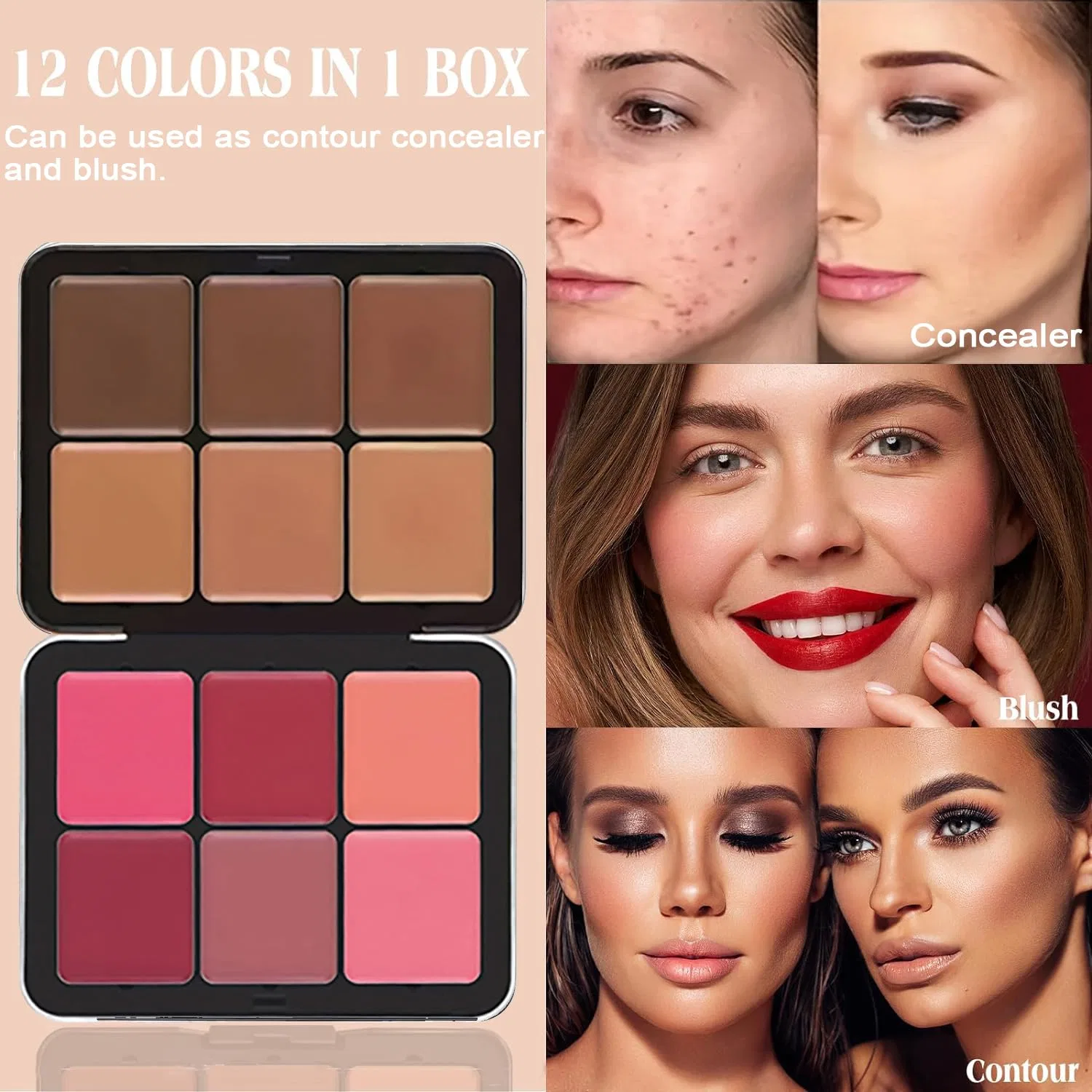 Палетка для контуринга и румян Joyeee с 11 кистями Joyeee, Contouring Blush Palette#127 — фото 2