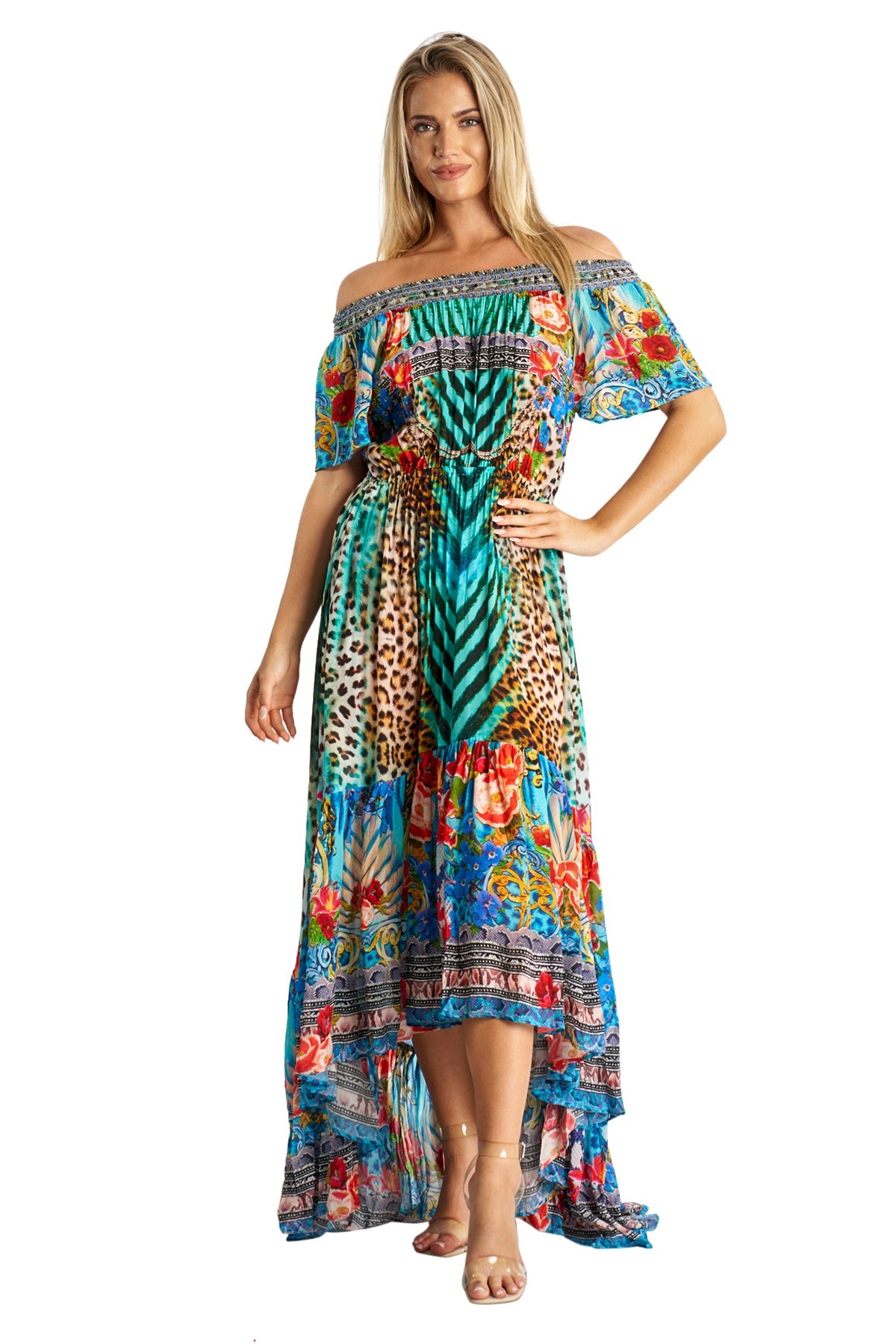 

Платье Cynlee Raffle с открытыми плечами La Moda Clothing, цвет multi