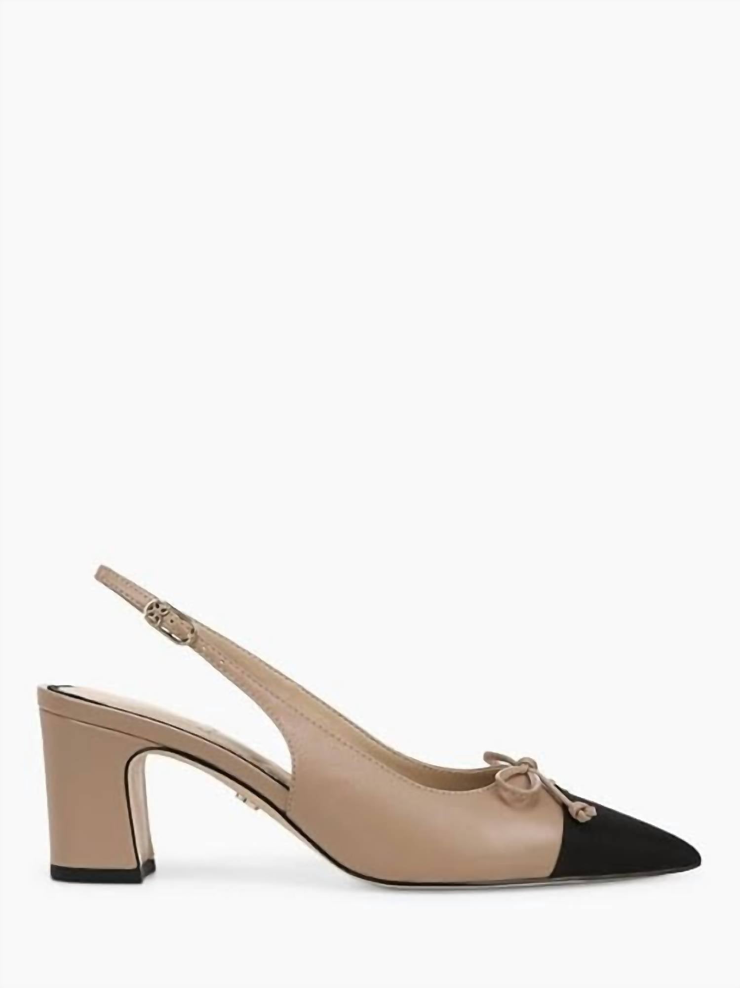 Женские туфли-лодочки Willette на каблуке в цвете "тан" и черной коже Sam Edelman